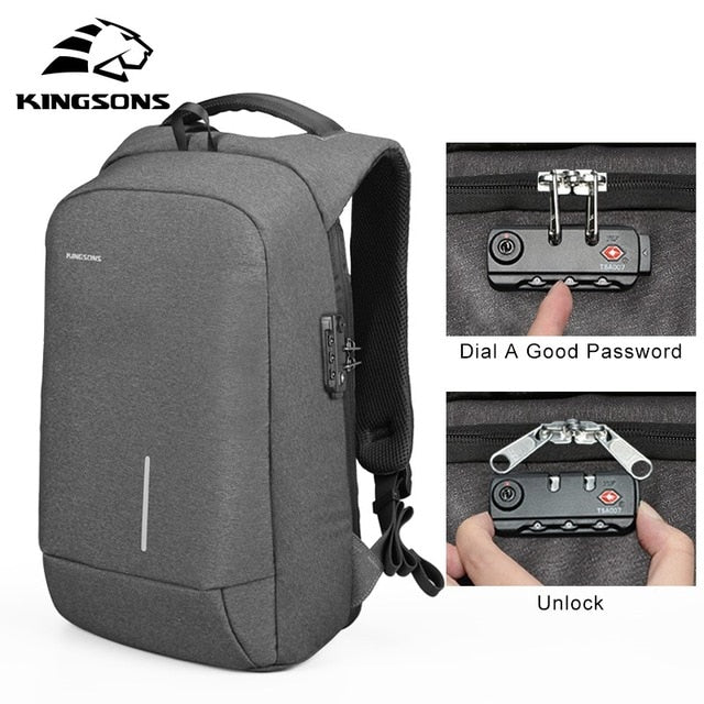 Kingsons New Arrivals 13 15.6 inches Men Laptop Backpack Large Capacity  Backpack Casual Style Bag Water Repellent Backpack Bags