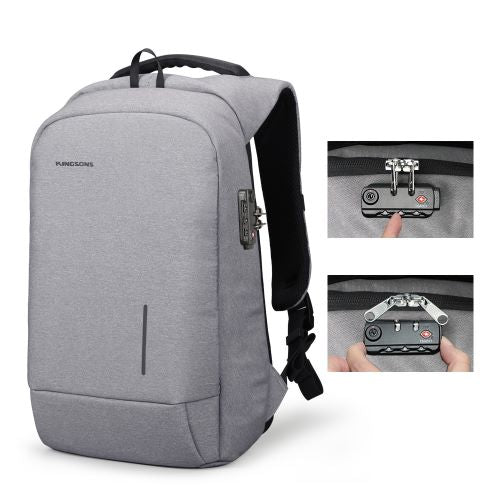 Kingsons Men Women Fashion Backpack 13 15 Inch Laptop Backpack with Anti-theft Lock Leisure Travel Backpack Student School Bag