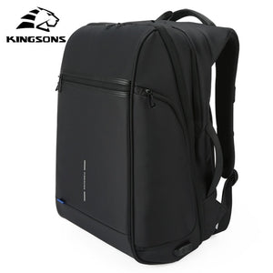 Kingsons Man Backpack Fit 15 17 inch Laptop USB Recharging Multi-layer Space Travel Male Bag Anti-thief Mochila